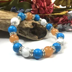 レッドアベンチュリン×ハウライト×ターコイズ パワーストーンブレス 10mm（シルバー）メンズ・レディース 男性・女性 数珠ブレス 開運  [3]