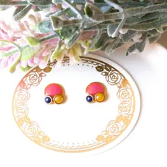 No.844　レジン　コーラルピンク　丸形　ピアス　イヤリング　ハンドメイド