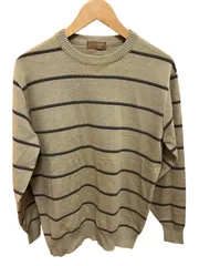 Z1561Yves SAINELAURENT イヴ・サンローラン　ニット　セーター　ボーダー　カーキ　メンズ　サイズ不明