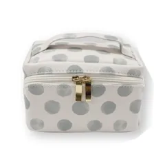 ☆ ドットソフトアイボリー ☆ Hausforpacapo ハオスマルチポーチ 化粧ポーチ 大容量 コスメポーチ バニティポーチ 小物入れ マルチポーチ トラベルポーチ メイクポーチ 持ち歩き コンパクト 自立 マチあり 収納 コスメ 持ち手付き 小さめ ミニ