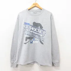 L/古着 チャンピオン Champion 長袖 Tシャツ メンズ アイスホッケー クルーネック グレー 霜降り 25jun12 中古