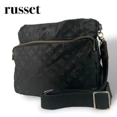 【良品】russet ラシット ショルダーバッグ レディース ブラック 黒 ナイロン モノグラム 総柄 斜め掛け 5103