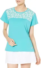 【新品】prince（プリンス）吸汗速乾 半袖 テニスウェア レディース・ウィメンズ ゲームシャツ アクアブルー WS1070-115