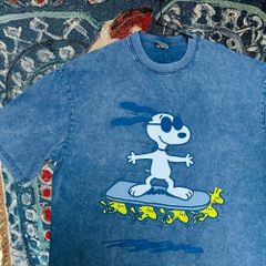 ウッドストック スヌーピー Ｔシャツ ティーシャツ ダメージ加工 男性 ブルー Snoopy ウッドストック 半袖 Tシャツ 夏 新品 お洒落 XL 2XL レトロ 個性的 奇抜  攻め 前衛的 ビンテージリプリント vintage riprint 古着
