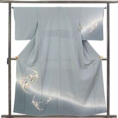 訪問着 袷のきもの 可憐な洋花模様 【藤舟】作者落款入り 正絹 12435