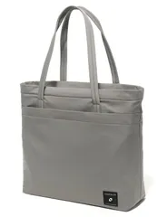 横-ライトグレー [HIKKER-LINK] トートバッグ ハンドバッグ A4 大容量 三層構造 仕切り設計 軽量 撥水 無地 カジュアル 通勤 通学 ビジネス メンズ レディース (横型-ライトグレー)