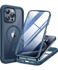 ★Miracase iPhone15pro 用 ケース MagSafe対応 9H 強化ガラス 360°保護 スマホ カバー 全身バンパー保護 6.1インチ フルカバー ワイヤレス充電/マグセーフ対応 マグネット搭載 ストームブルー