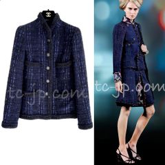 【ジャンク品】CHANEL シャネル　ジャケット 紺 CHANEL シャネル ブルゾンジャケット ココマーク P53732V40166