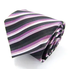 タカキュー ブランドネクタイ ストライプ柄 マルチストライプ シルク メンズ ブラック TAKA Q 【中古】