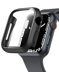 NIMASO 対応 Apple Watch Series 9 / 8 / 7 45mm 用 ケース 対応 アップルウォッチ 9 / 8/ 7 45mm apple watch7ケース 保護カバー ガラスフィルム 一体型 PC素材全面保護（ブラック） NWC21