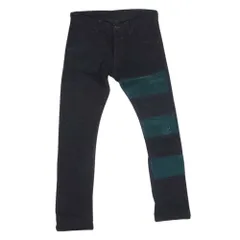SHAREEF シャリーフ 15SS 11712023 DENIM CHANGE SKINNY PANTS コーデュロイ 切替 スキニー デニム フライボタン ジーンズ ブラック系 2【中古】