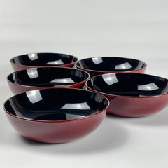 537 溜塗　黒塗　漆器　木製本漆塗　骨董　アンティーク　木皿　5枚セット