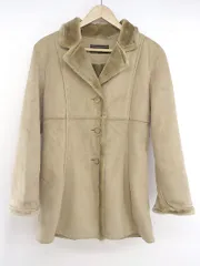 ◇ ◎ COMME CA ISM コムサイズム ボンディング加工 スウェード調 裏ボア 長袖 コート サイズF ベージュ系 レディース P  【1304100004050】