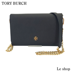 TORY BURCH トリーバーチ ウォレットショルダー 黒 レザー レディース 長財布型 ショルダーバッグ 中古