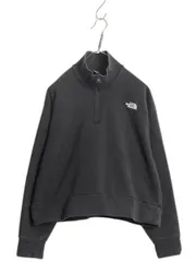 【お得なクーポン配布中!】 ノースフェイス ハーフジップ スウェット レディース M / The North Face ショート丈 トレーナー ハイネック 裏起毛 ワンポイント 黒 短丈