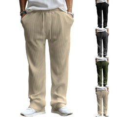 ストレートパンツ メンズ カジュアルパンツ ワイドパンツ リブ