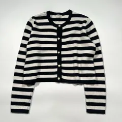 IENA イエナ カシミヤ混 ボーダー金ボタンニットカーディガン FREE