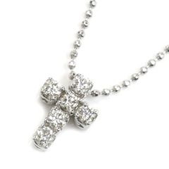 Ponte Vecchio ポンテヴェキオ K18WG ホワイトゴールド クロス ネックレス ダイヤモンド0.24ct 2.8g 40cm レディース 中古