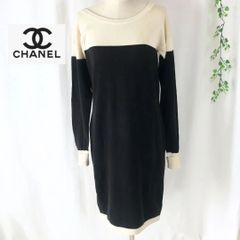 希少 美品 CHANEL ウール レイヤード Aライン ニット ワンピース 36