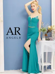ブルー[AR23321-BL-2303]【ANGEL R/エンジェルアール】バストビジュー/ フロントファスナー/ セパレート/ キャミソール/ スリット/ タイト/ ロングドレス/ キャバドレス long