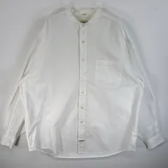 古着 エディー・バウアー Eddie Bauer 長袖シャツ スタンドカラーシャツ ワンポイント ロゴ 胸ポケ L  ホワイト 無地 メンズ