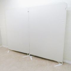 オフィスコム 自立式2連パーテーション ホワイト 高さ約180㎝ 衝立 間仕切り パネル パーティション スクリーン EG18044 中古オフィス家具