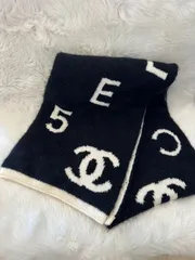 CHANEL シャネル カシミヤ×ウール×シルク ニット マフラー ストール ショール ココマーク ロゴ ブラック ホワイト PAWNSHOPRiZ パウンショップリズのサムネイル