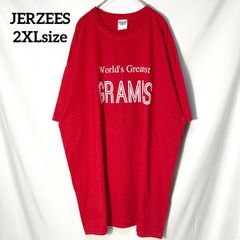 【JERZEES】プリントロゴ　世界一のおじいちゃん　オーバーサイズ　半袖Tシャツ　アカ　2XL US古着
