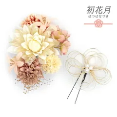 髪飾り 成人式 水引 振袖 袴 2点セット 花 白 ピンク ゴールド かすみそう パール ビーズ かわいい おしゃれ 卒業式 結婚式 七 No.12-0614