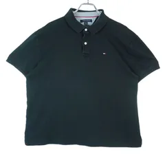 トミーヒルフィガーTommy Hilfiger半袖ポロシャツロゴ刺?ワンポイントCUSTOMFITカスタムフィット黒ブラックvintageヴィンテージ40131