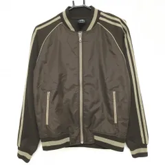 【美品】アディダス ジャケットブルゾン ブラウン×ベージュ 肩・袖3ライン メンズ M ゴルフウェア adidas