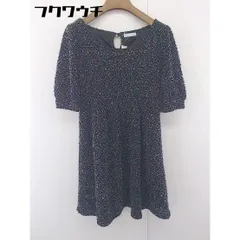◇ FREE'S SHOP フリーズショップ 五分袖 ミニ ワンピース サイズM ブラック マルチ レディース  【1109220013193】