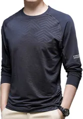 Kozy More メンズ 長袖 Tシャツ スポーツシャツ アンダーシャツ 吸汗速乾 抗菌 UVカットパーカー スウェットシャツ トレーニングウェア ロングスリーブ(06.Dark Gray（長袖）,  M)