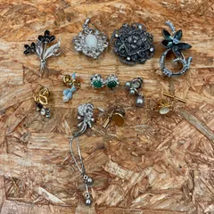 昭和レトロ ブローチ 多数まとめてセット 天然石 パール 当時物 アンティーク ヴィンテージ ビンテージ vintage ユーズド USED 古着