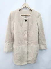 ◇ URBAN RESEARCH アーバンリサーチ ノーカラー ウール混 長袖 コート サイズM ベージュ系 レディース P  【1403110018344】のサムネイル