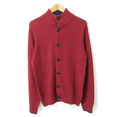 美品 BLACK LABEL CRESTBRIDGE ブラックレーベルクレストブリッジ ロゴ刺繍 長袖 ハイネック ニットカーディガン ジャケット 2 ボルドー メンズ 古着 中古 USED