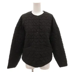 ザラ ZARA キルティングジャケット ブルゾン XS 黒 ブラック ノーカラー ハート柄 /FF