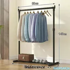 72cm*145cm 높이 행거 랙 싱글 파이프 행거 조립식 독립형 옷장 코트 랙 블랙 의류 랙 673