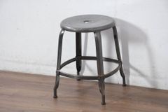 ★事前問合せ必須★ Nicolle Chair ニコル・チェア メタルスツール 中古 フランス オールスチール 板座チェア 丸椅子 丸イス リペア+発送まで3週間前後 R-081916
