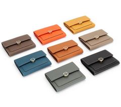 大感謝セール  新品 未使用 本革 牛革 ミニ財布 三つ折り財布 レディース メンズ 小銭入れ 8色選択