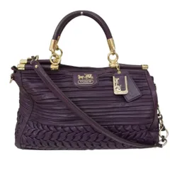 COACH コーチ 19848 マディソン ギャザー レザー 2WAY ショルダー ハンド バッグ キーホルダー付 パープル系【中古】