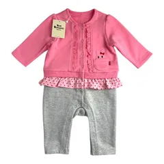 新品〈ホットビスケッツ ミキハウス〉カバーオール ロンパース  うさぎ 70cm ベビー  ピンク フリル