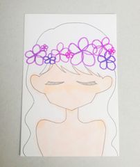 手描きイラスト　オリジナル　紫の花