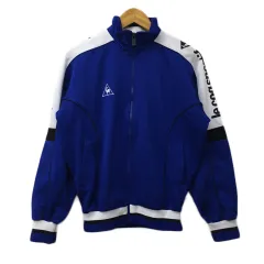 ルコックスポルティフ le coq sportif ジャケット トラック ジャージ ブルゾン スタンドカラー ジップアップ スポーツウェア 刺繍 ロゴ 長袖 M 青 白 ブルー ホワイトのサムネイル