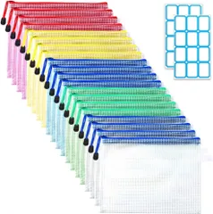 多色_B6 SANNIX ジッパー式ファイル袋 b6 20枚セット ファイル袋 網目 領収書ファイル 防水 b6 クリアケース 5色 分類簡単