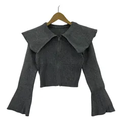 美品 w closet ダブルクローゼット タグ付き 長袖 リブニット クロップド ダブルジップカットソー sizeF/グレー