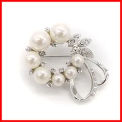 ブローチ パール フォーマル 結婚式 卒業 入学 七五三 お宮参り ガラスパール アクセ ブライダル 古稀 プレゼント 母の日 入園卒園 おしゃれ ビジネス 胸につける コサージュ ブロージュ 人工パール (7粒ブローチ)