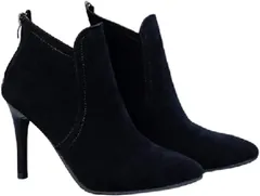 neyu's とんがり ショートブーティ アンクル丈 ブーツ ピンヒール スエード調 シューズ ハイヒール 24.0 cm( 黒スウェード調,  24.0 cm)