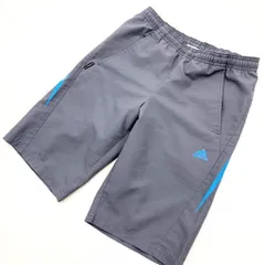 アディダス adidas ナイロン ショートパンツ 150cm 子供用 キッズ グレー 水色 スポーツにぴったり♪ お子さんのスポーツ着に■Ja1925
