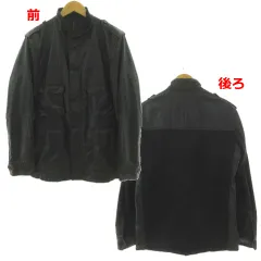ブラックバレット バイ ニールバレット BLACKBARRETT by neil barrett PUコーティング加工 M-65 フィールドジャケット 4MP46-708-09 スタンドカラー 切替え ダブルジップ コットン ブラック 黒 2